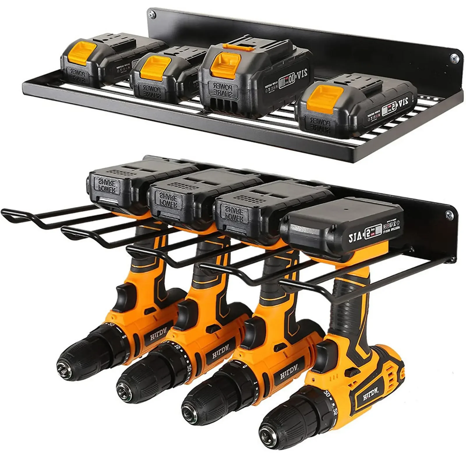 Power Tool Rack Drill Organizer Rack Wall Mounted Floating Tool Shelf Electric Drill Holders Heavy Duty for Workshop Garage