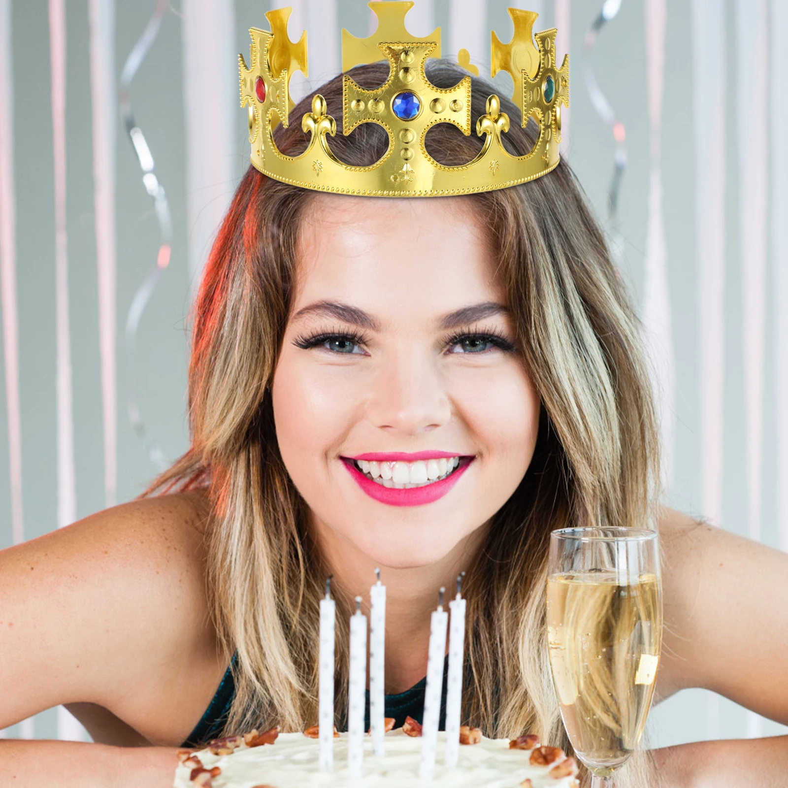 

Plastic Gold Party Crown Lightweight Halloween Birthday Kids Cosplay Festival Headwear Elegant Crown Prop