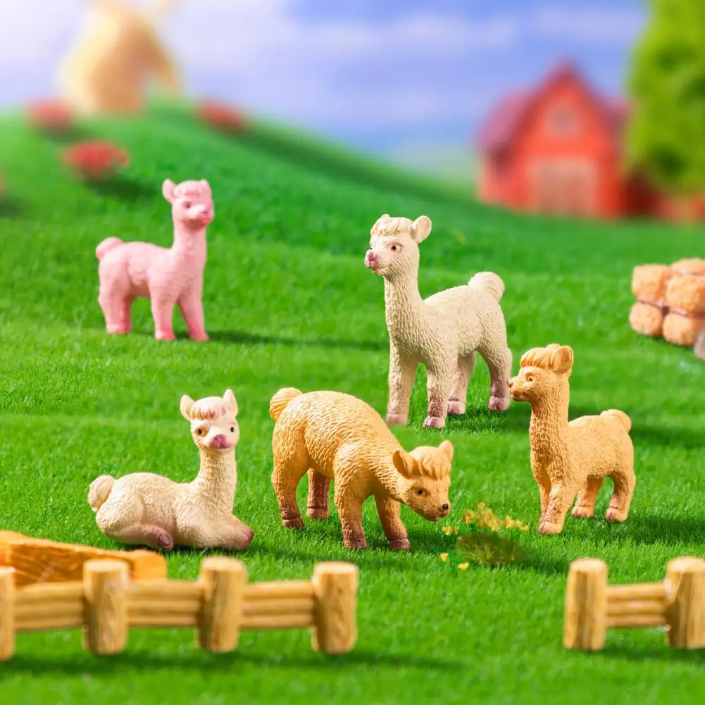 Alpaca Ornament Set Alpaca for Fairy Garden Diy Craft Set of 5 Cute Tiny Figurines Collectible Statues for Micro Landscape Decor
