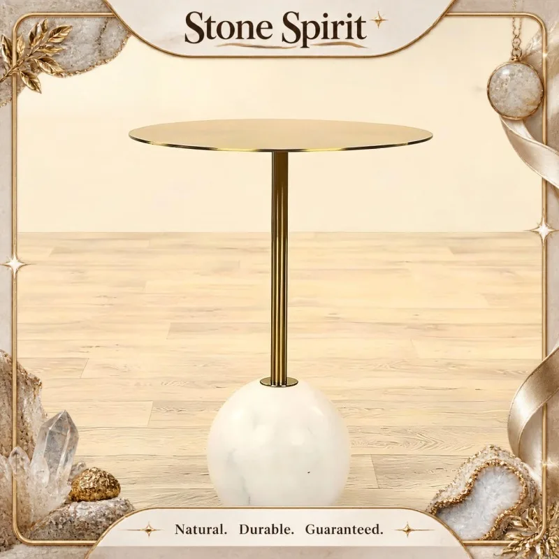 【Natural】Premium Italian Light Luxury Natural Luxury Stone Marble Nordic Designer Round Side Table for Hotel & Home
