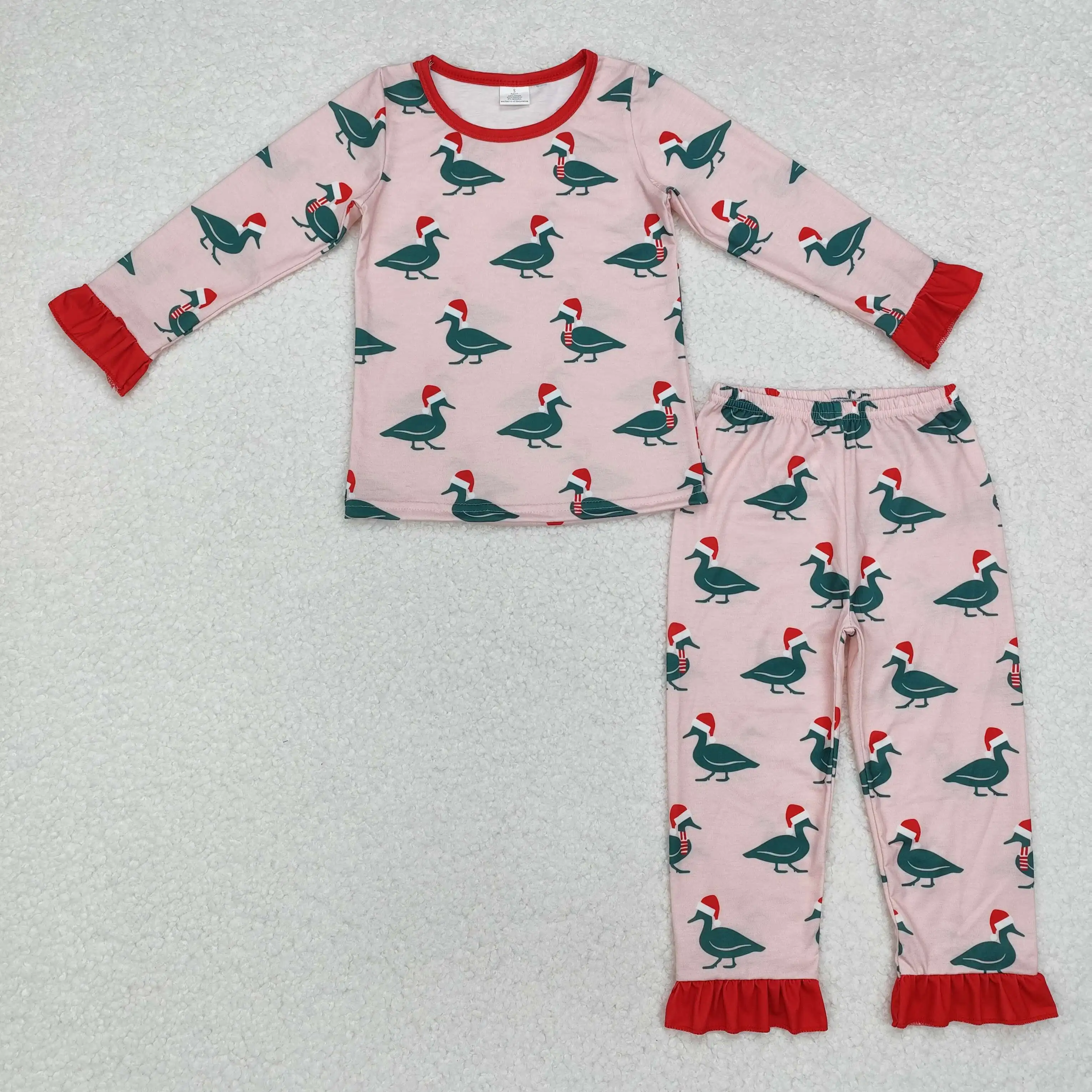 Wholesale Baby Girl Long Sleeves Christmas Set  Kids Duck Shirt Pants Toddler Outfit Nightwear Children Pajamas RTS Sleepwear