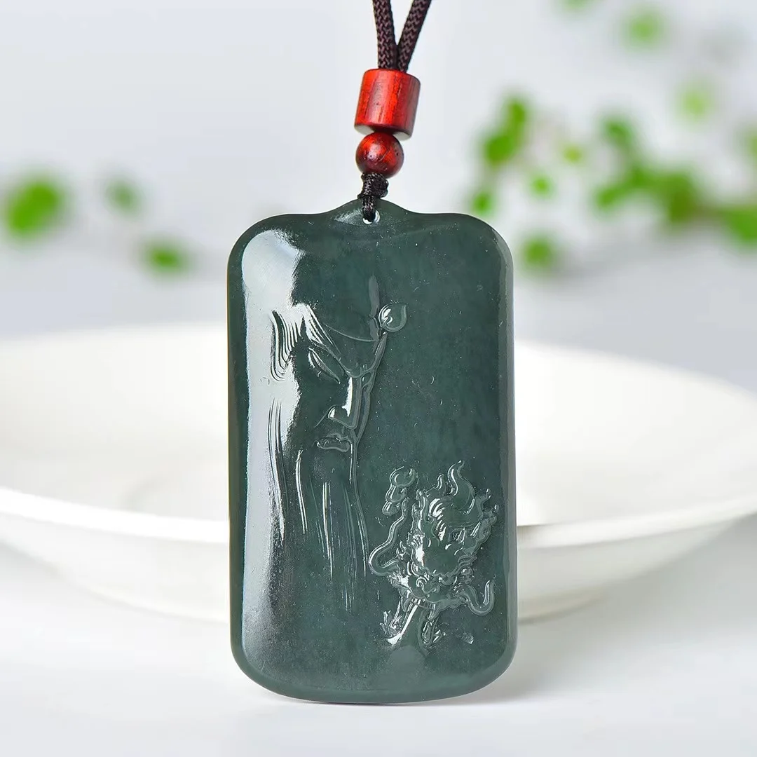 

Hetian Jade Sapphire Guan Gong Pendant Jewelry 8992#