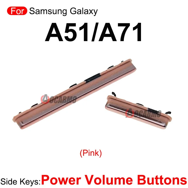 Tombol Volume Daya On OFF Tombol Samping untuk Samsung Galaxy A51 A71 Note 10 S8 + S9 + S9 Plus Suku Cadang Pengganti Perak Pink HITAM