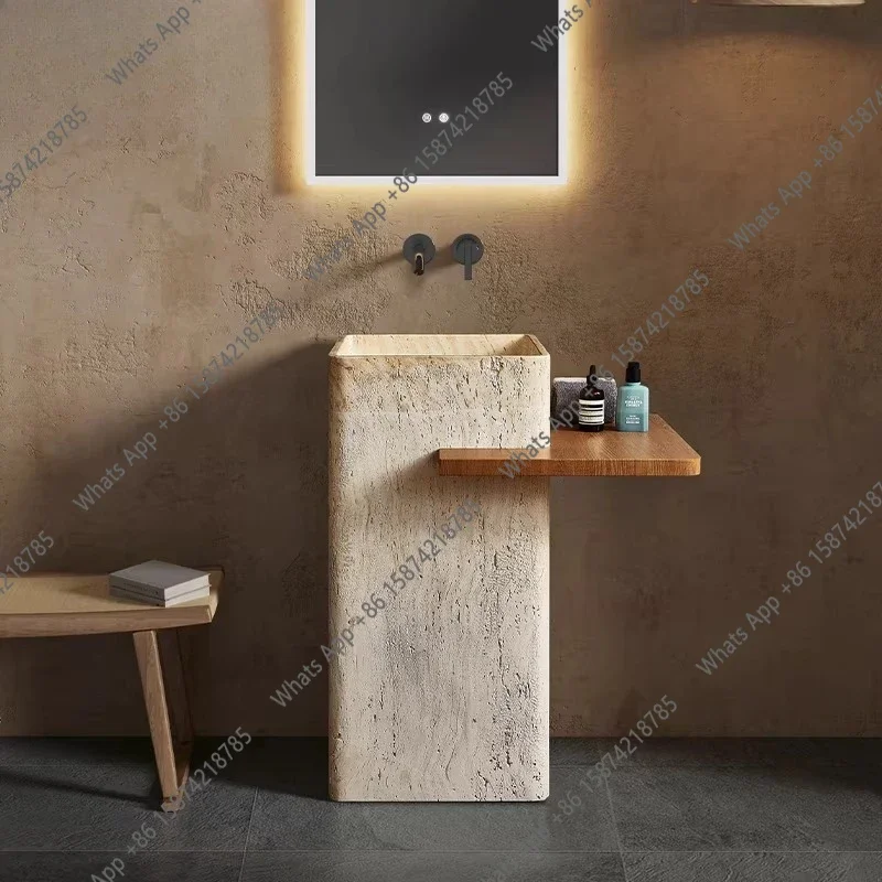 

X32 Travertine Column Basin Art Basin Integrated Floor-to-ceiling Designer High-end Washbasin Vertical Washbasin
