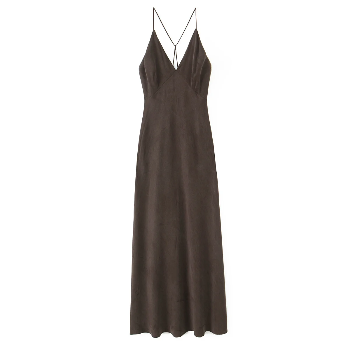 

BM&MD&ZA Women’s Elegant Sexy Low - cut Neckline Sleeveless Spaghetti Straps Mid - length Straight - cut Dress Backless Design