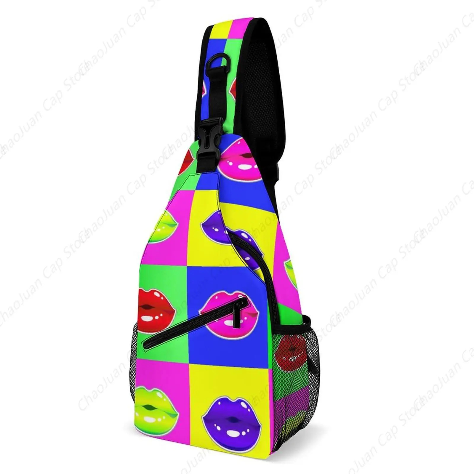 

Kiss Gloss Lips Sling Bag Crossbody for Women Men Lightweight Adjustable Extender Strap Colorful Lipstick Cute Shoulder Backpack