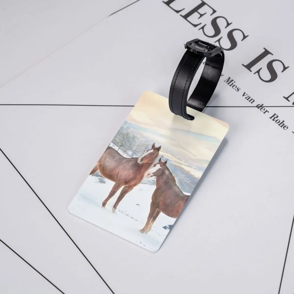 

Horses With Snow And Sunset Hills Luggage Tags Suitcase Accessories Travel Baggage Boarding Tag Label Holder ID Name Address