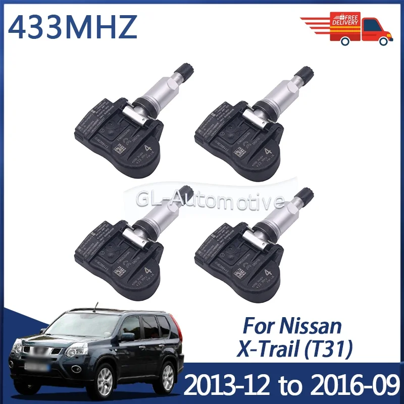 

1/4 шт. 40700-3VU0A 433 МГц датчик давления в шинах TPMS для Nissan X-Trail (T31) 2013-2016 Sentra 2014-2017 407003VU0A
