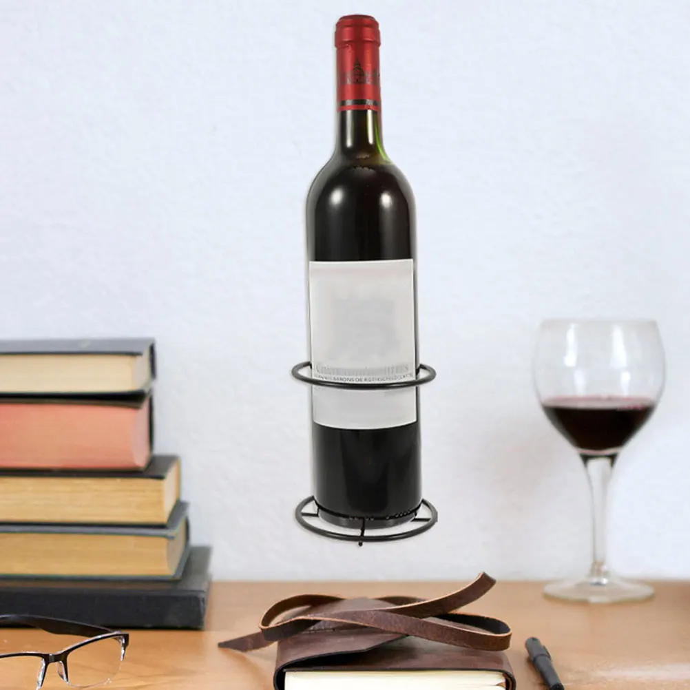 

6pcs Wall Mounted Rack Single Bottle Holder Metal Kitchen Bar Organizer Beverage Display Shelf Storage