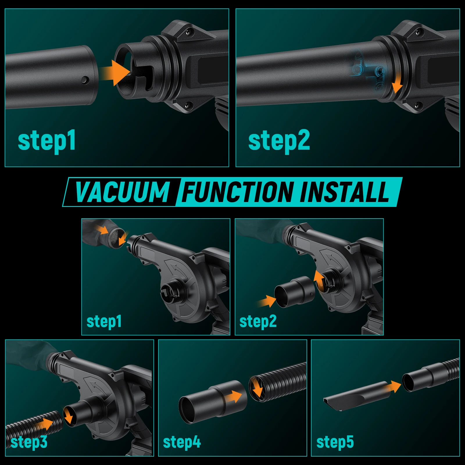 TURPOW Cordless Leaf Blower For Makita 18V Battery BL1830 BL1840 BL1850 BL1860 Portable Electric Blower Tool With Accessories