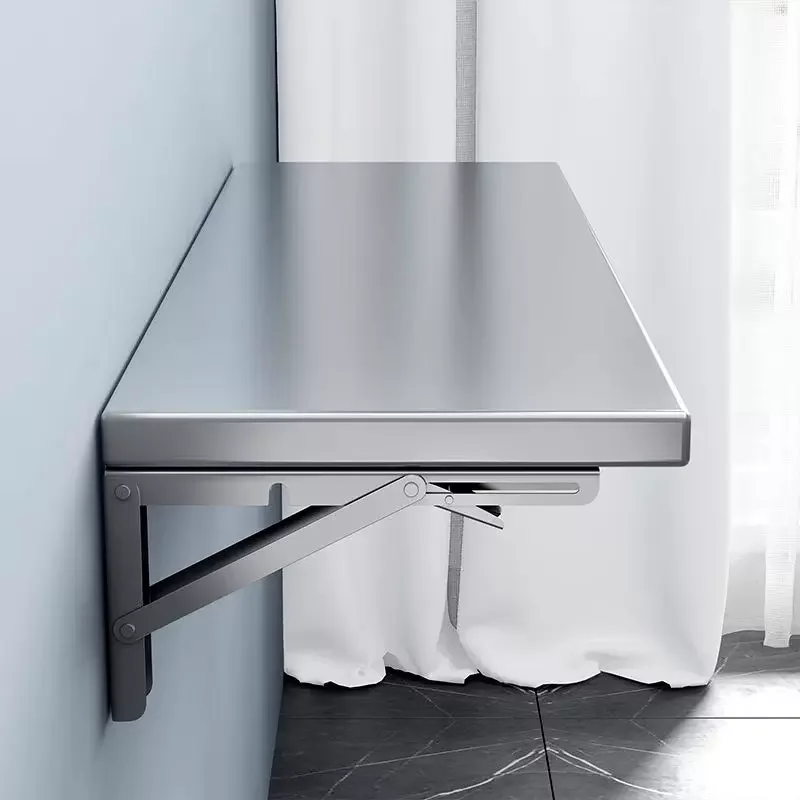 Multi-purpose Kitchen Heavy-Duty Stainless Steel Foldable Storage Rack Simple Single-Tier Shelving Unit Straight Partition Shelf