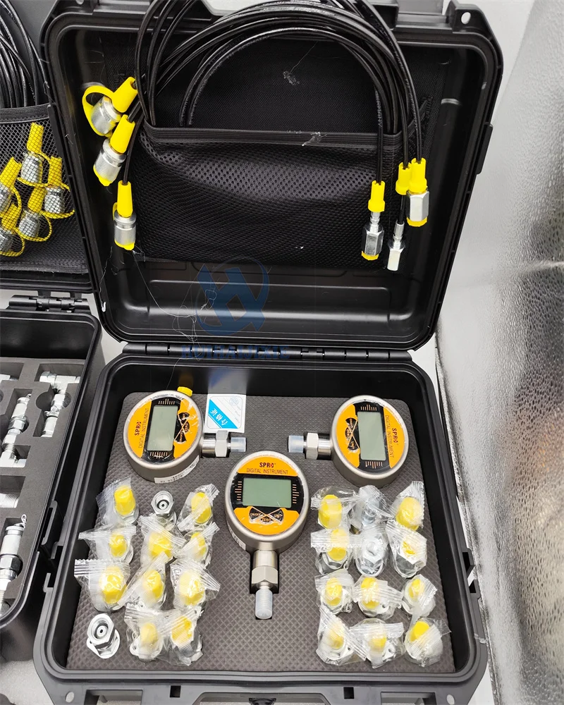 Hydraulic Digital display 3 Gauge 3 Test Hoses 3 Gauge With 24 Connectors for Construction machinery