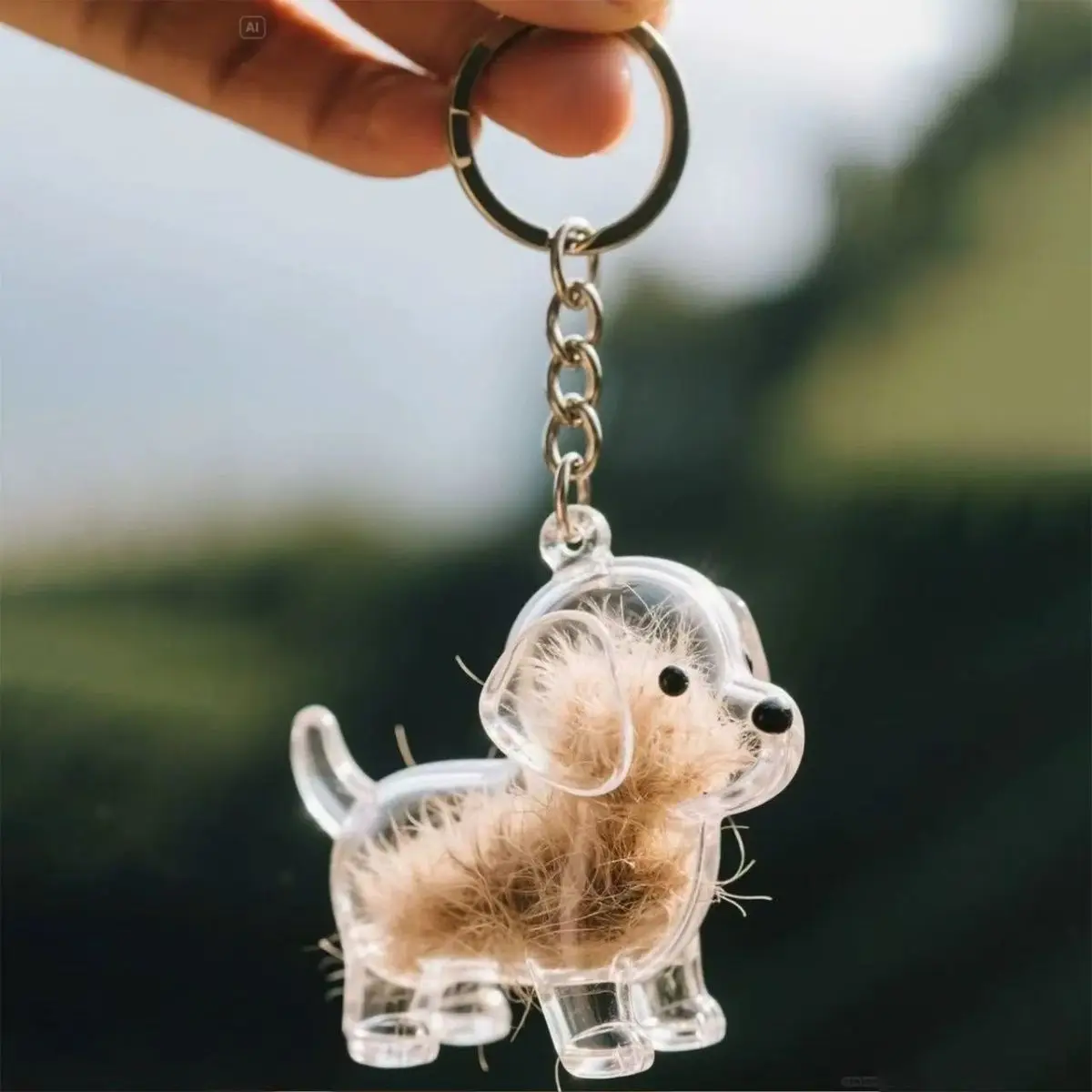 Transparent dog hair storage pendant Xiaohongshu The same dog transparent hairball pendant pet hair storage keychain