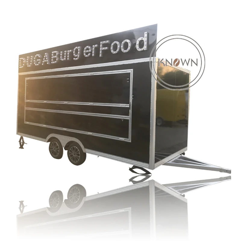 5m Mobile Food Trailer Street Ice Cream Hot Dog Coffee Food Cart Stainless Steel Food Trucks With Advertising Board