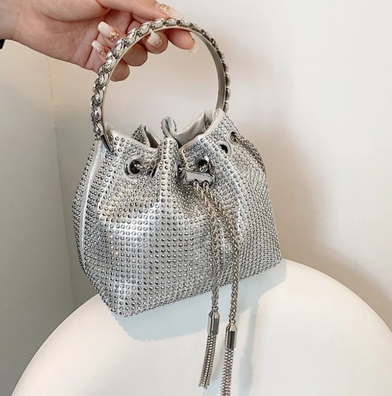 

New Women's Bag Bucket Bags Women Inlaid Diamond Bag Dinner Women Luxury Single Shoulder Designer Rhinestone Purses And Handbags