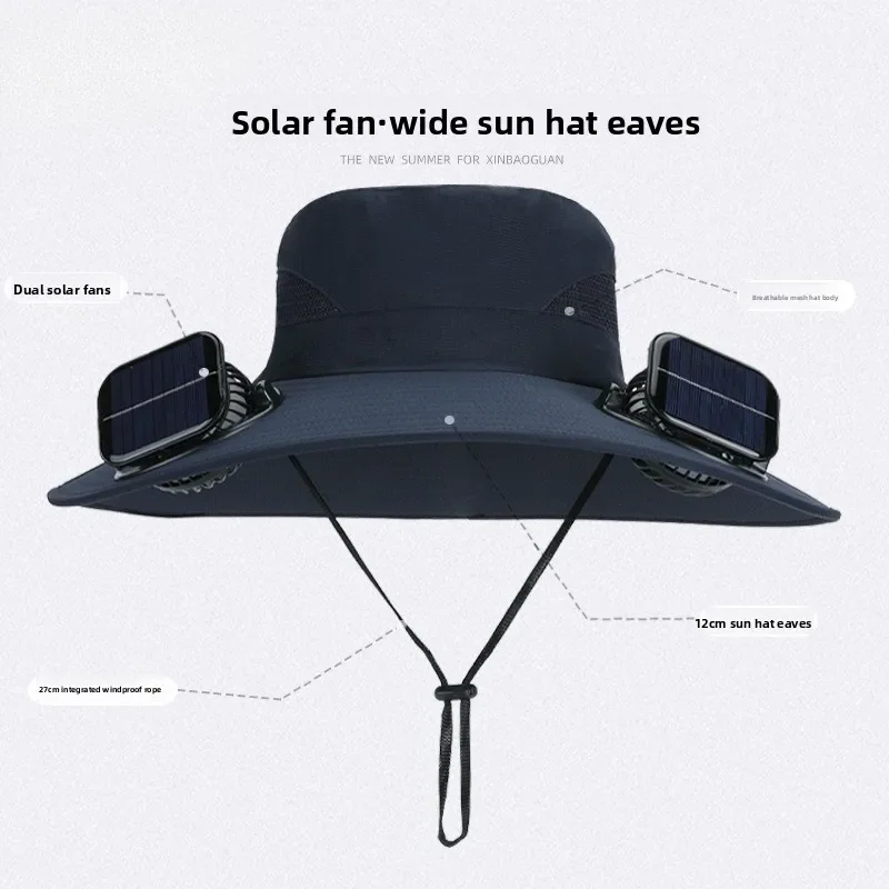 Premium Solar Double Fan Protective Hat Large Eaves Breathable Summer Garden Protective Sun Hat view 4