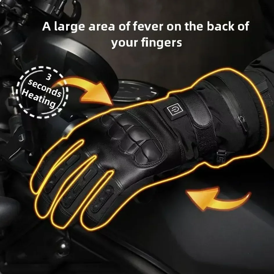 Beheizte Motorradhandschuhe für Herren, taktische Winterhandschuhe, Fahrradzubehör, Skiausrüstung, Fahrradzubehör, warm, Radfahren – Detail 2