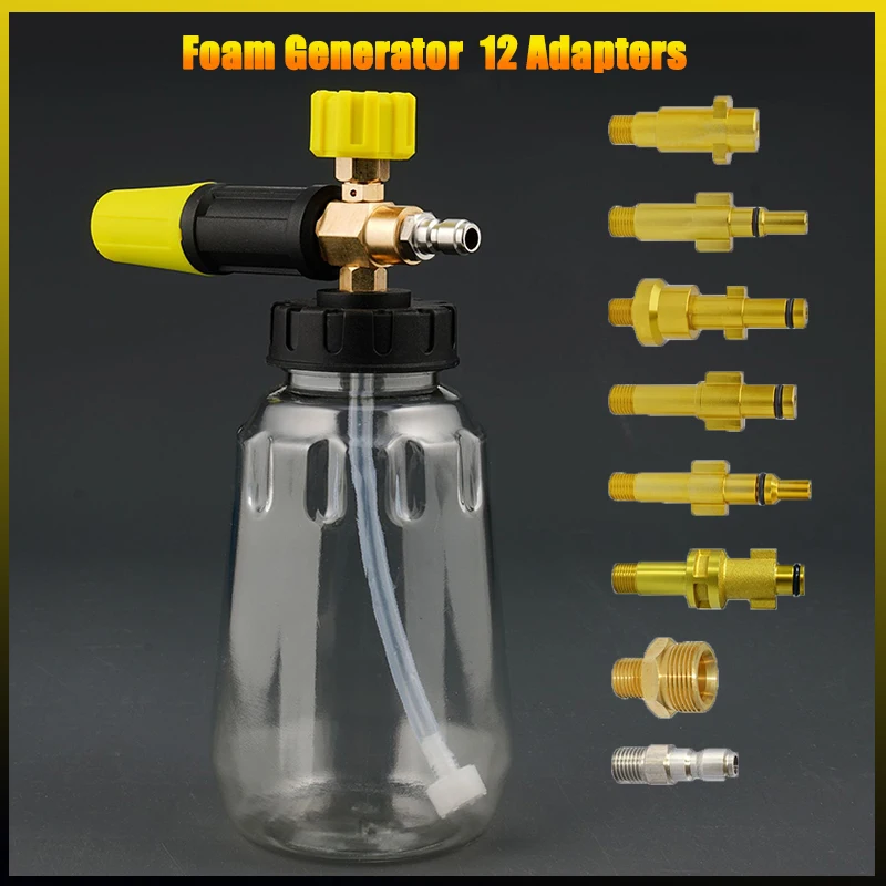 12 Adapters Specialized Nozzle Foam Kettle Pressure Washer Foam Generator Foam Lance Car Clean Soap Foam Wash for Karcher etc