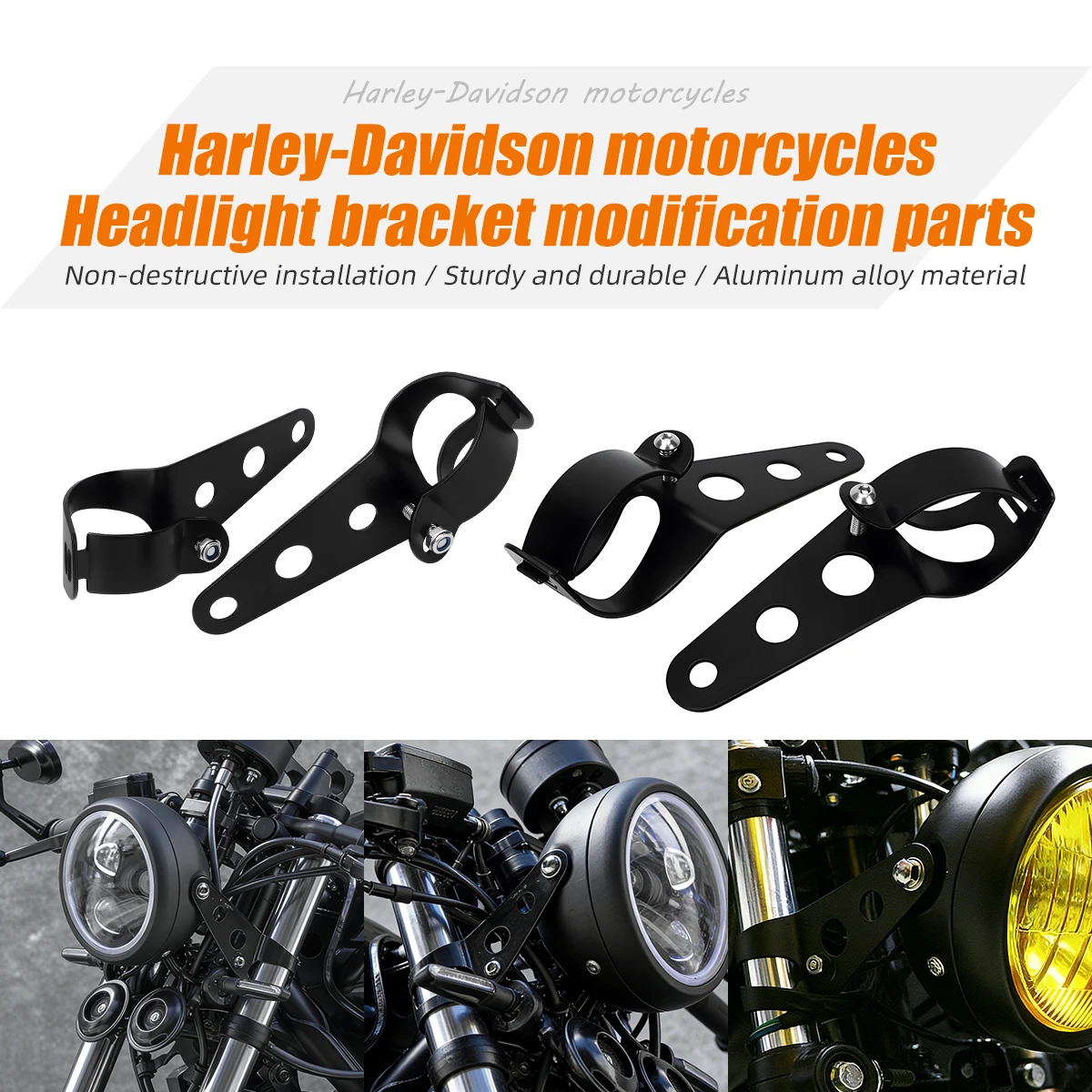 Motorcycle Headlight Universal Mount Bracket Fork Ear Chopper Headlamp Holder Clamp Adjustable Motor Fork Mount 27-36mm 35-43mm