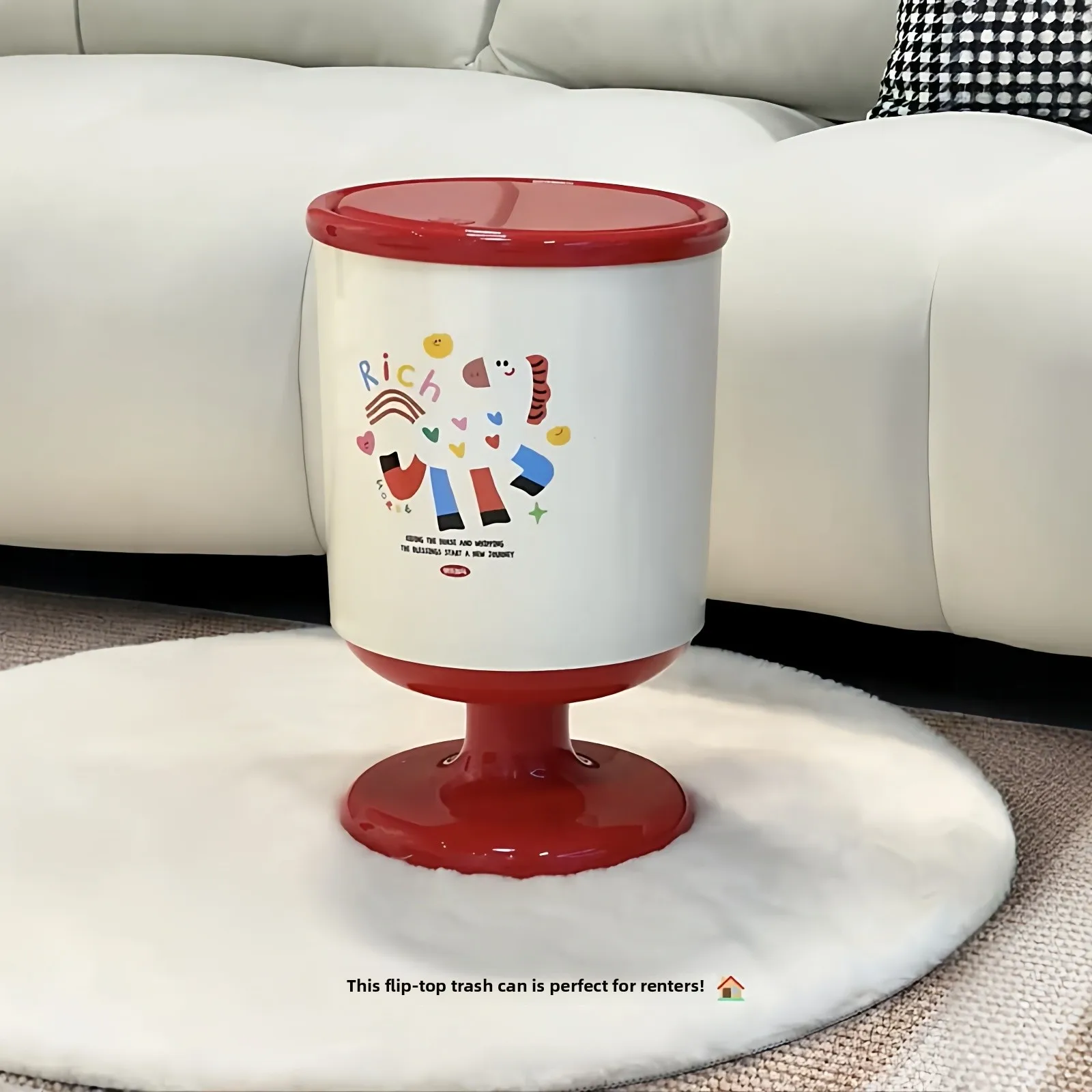 

Large Capaci Coffee Table Tra Can High Leg Sle Home Living Room Luxury Ele round Plastic Flip Cover Waste Bin