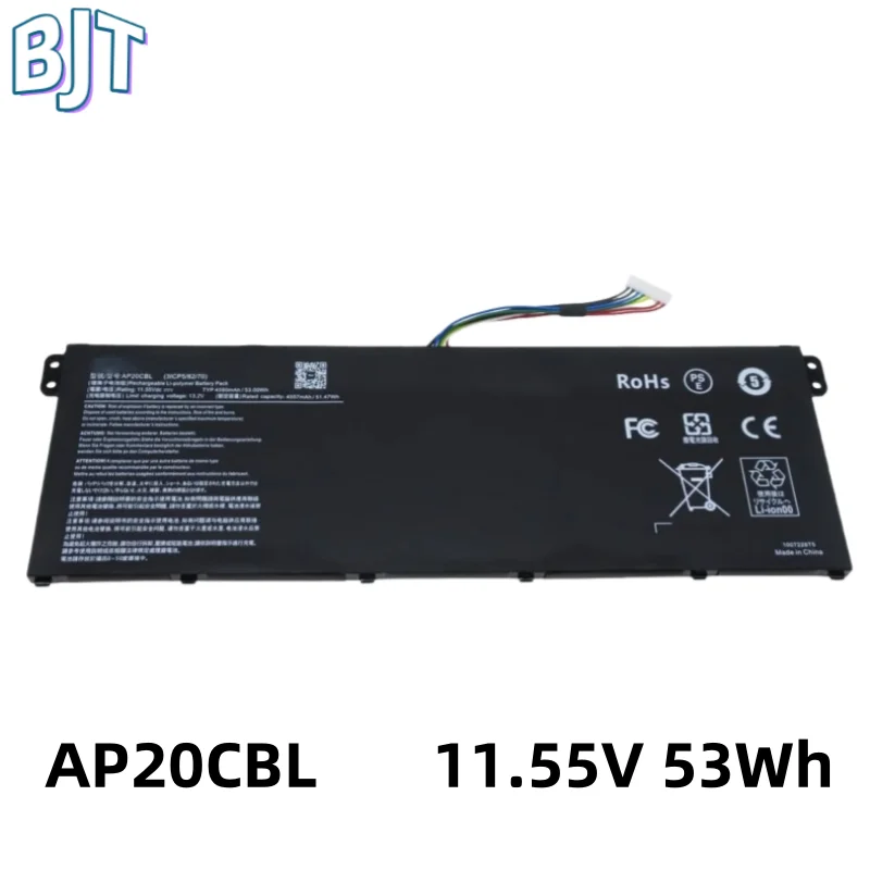 

11.55V 53Wh 4590mAh AP20CBL Laptop Battery New for Acer Aspire 5 A515-45 Swift 3 SF314 R5-5500U Chromebook 512 C852 KT.0030B.002