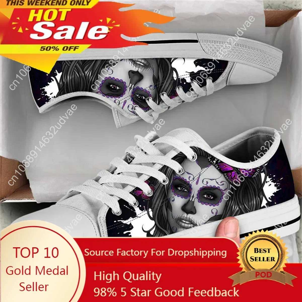 

Дышащие женские кроссовки на плоской подошве Day Of The Dead Skull Girl Design Легкая вулканизированная обувь на шнуровке Универсальная повседневная парусиновая обувь
