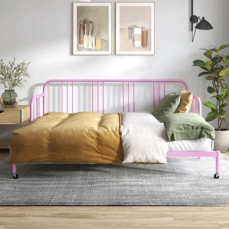 

Sofa bed, fold-out iron bed, small bedroom, princess bed, retractable sitting and lying multi-purpose single