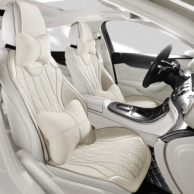 Luxury Leather Universal Car Seat Cover All Season Breathable Auto Seats Protection Suede  Saddle Pad Seat Cushion Auto Parts