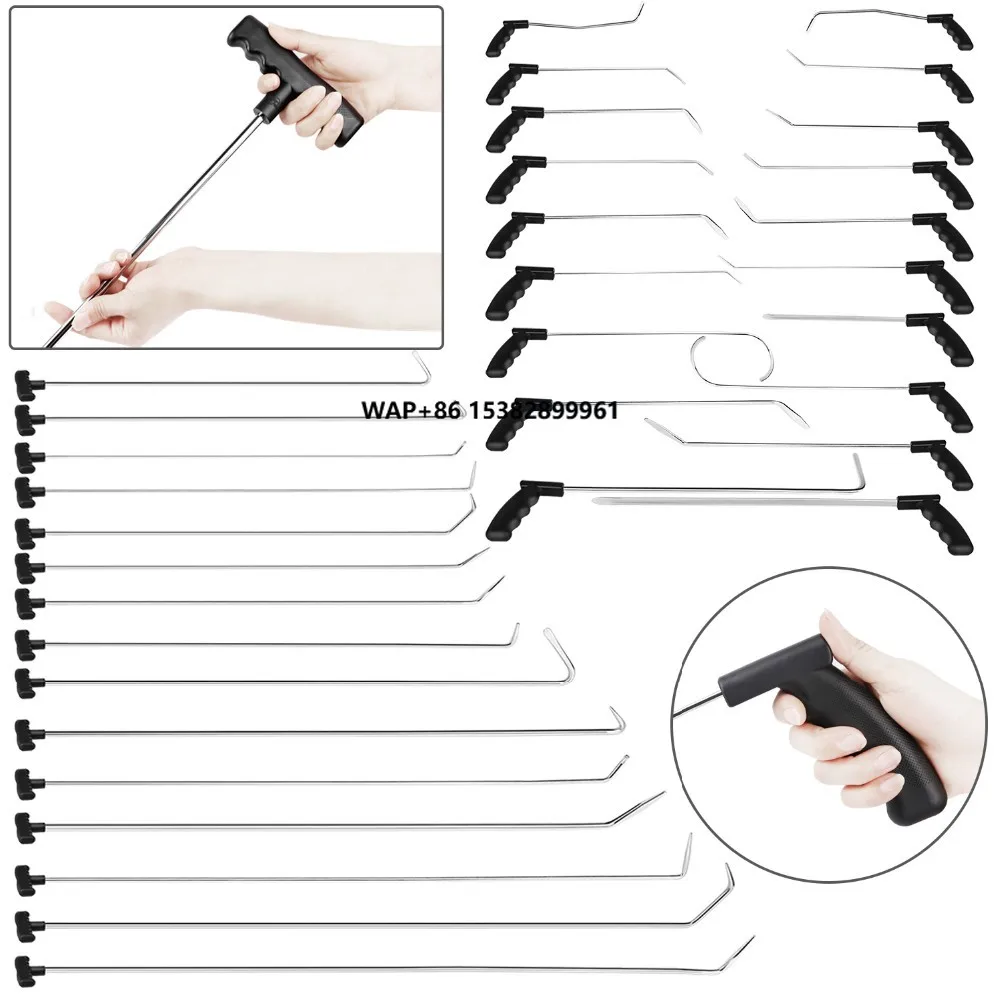 

ZR PDR Professional Paint-less Repair Tool 34pcs Hail Damage Hook Push Rods PDR Tools Dent Removal Kit Hand Tools