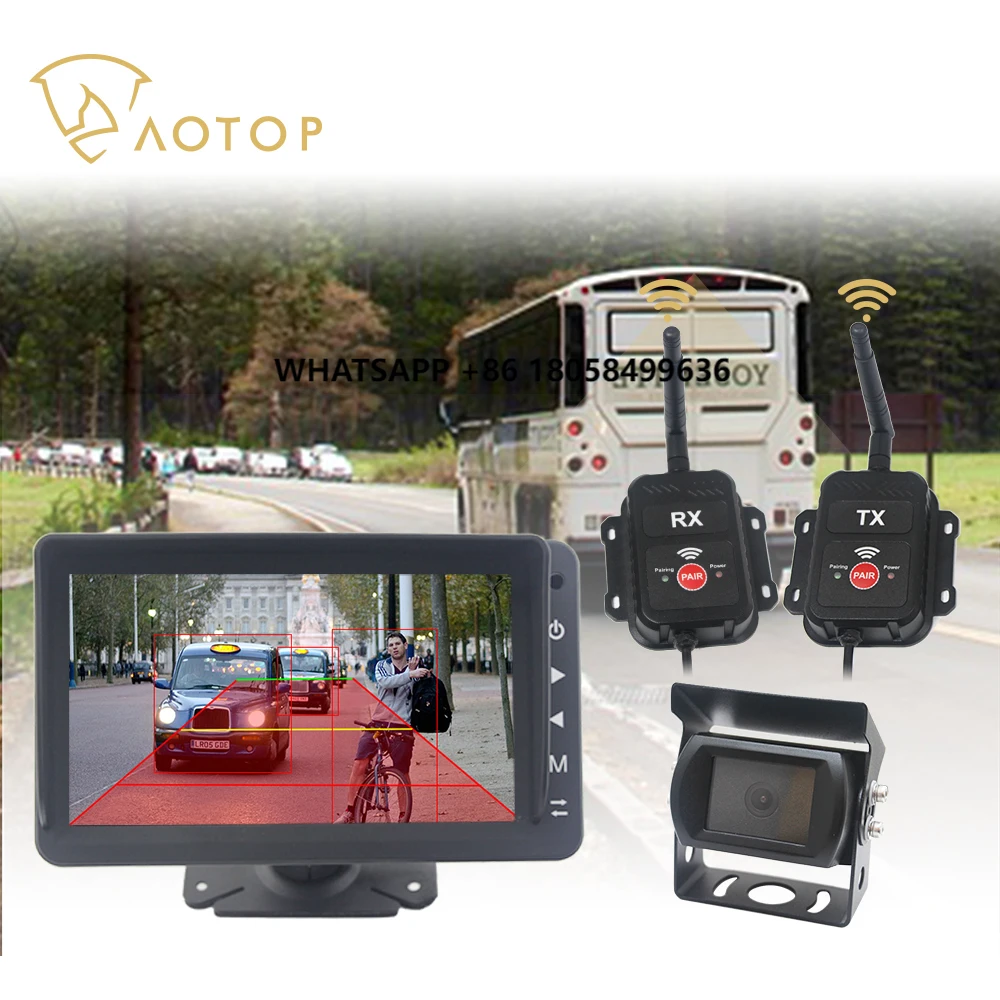 

Wireless HD Backup AI Camra System Rear View Blind Spot Pedestrian Vehicle Detection Warning Reverse Line Camra Montor System