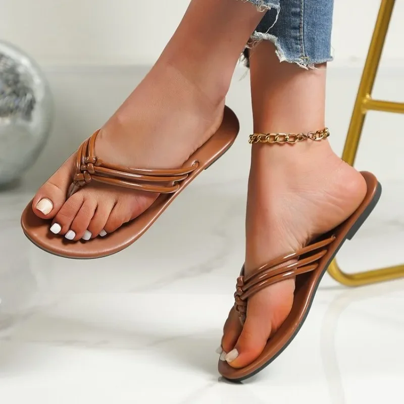 Women Flats Slippers Summer Sandals Beach Shoes New 2024 Trend Fashion Slingback Flip Flops Casual Bohemian Shoes Home Slides