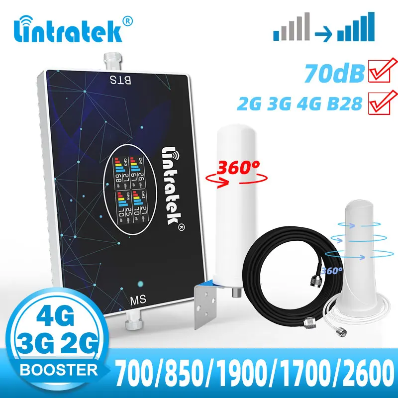 

lintratek B28 700 LTE 4G Signal Booster Cellular Amplifier 850 1900 1700MHz CPA Repeater 2G 3G Data Boost PCS CDMA AWS 4 -Band