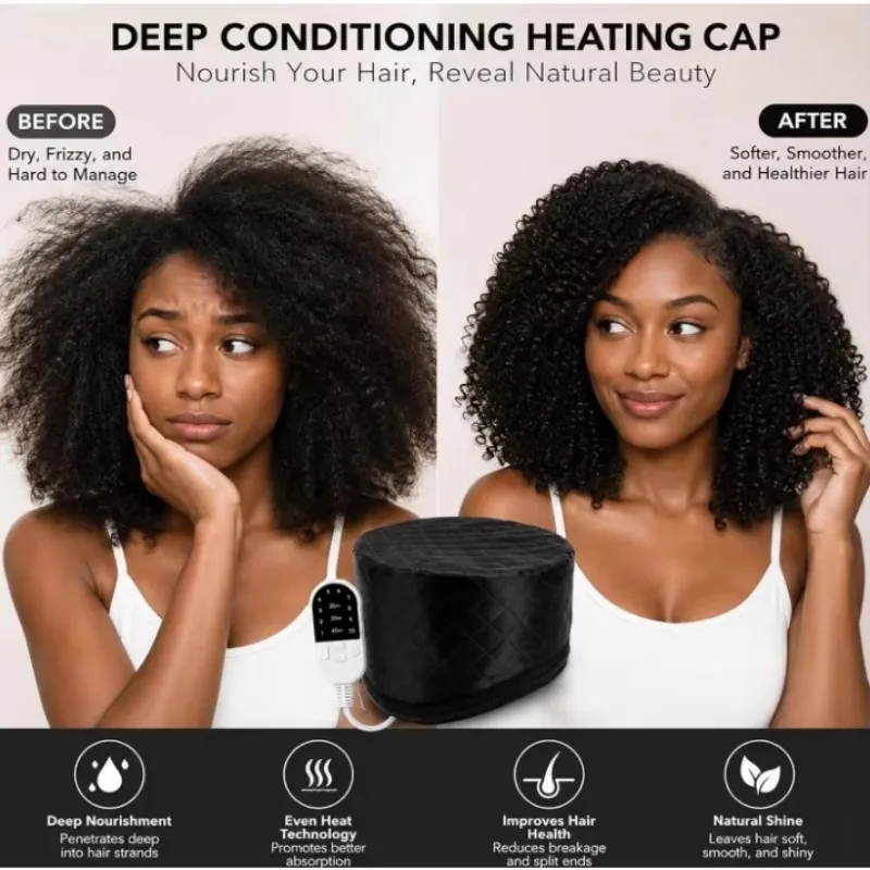 Hair Steamer Hat Natural Hair Home Use 10-level Heats up Quickly Heat Cap for Deep Conditioning Thermal Heat Cap for Black Hair
