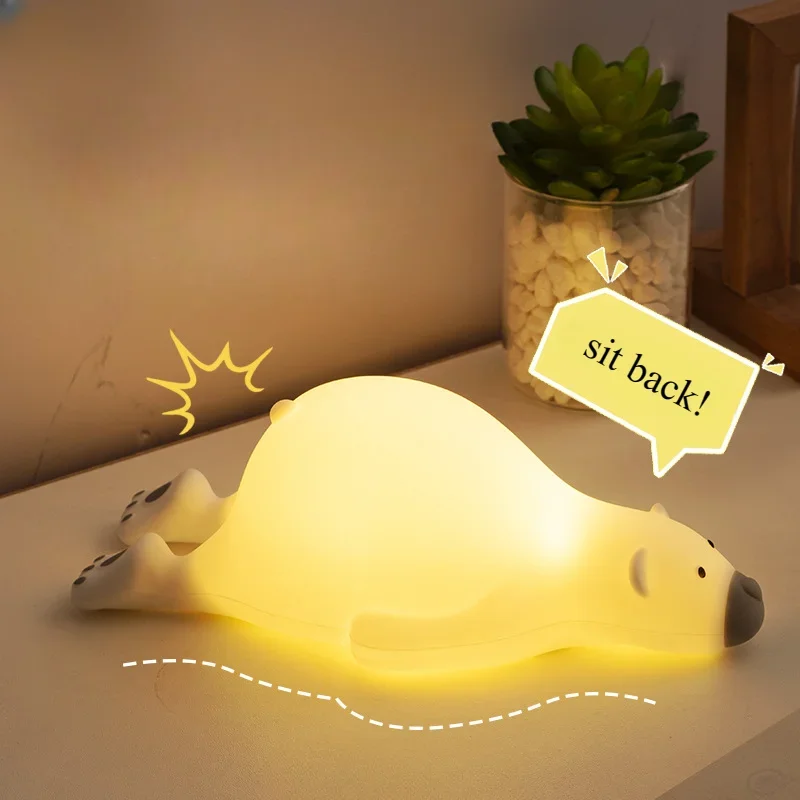 Creative Lazy Bear Night Light Cute Pat Soft Light Baby Bedside Dormitory Sleep Companion Pat Little Night Light