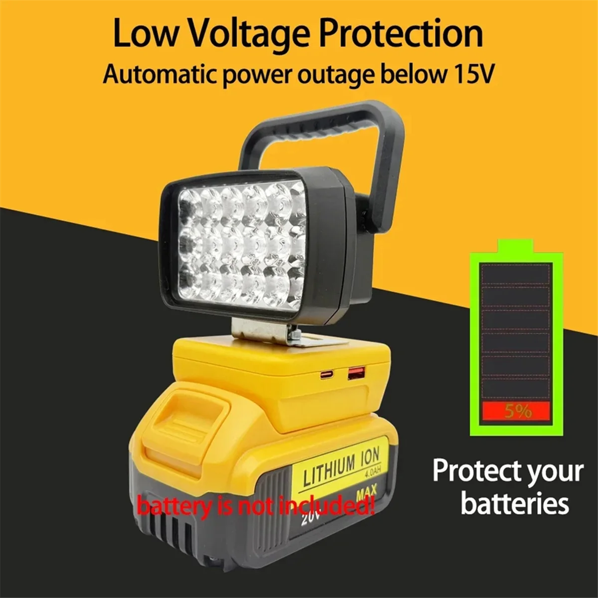 A002 الفوانيس المحمولة مصباح 18 الخرز LED ضوء العمل الأضواء الشعلة ل XR 18 فولت 20 فولت بطارية ليثيوم أيون DCB180 DCB183