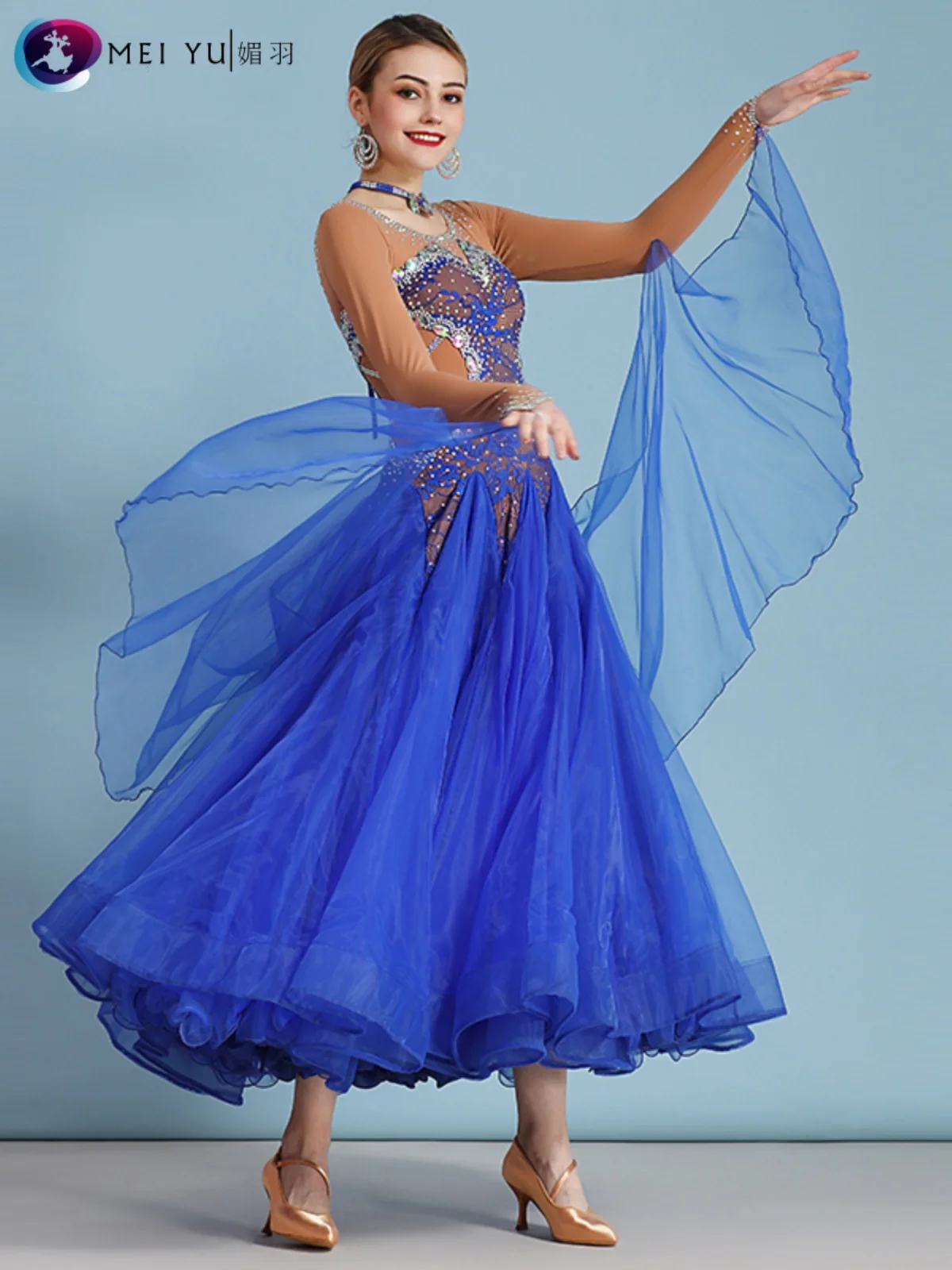 Robe de danse moderne incrustée de diamants, Costume de spectacle pour salle de bal, vêtements de compétition, My828, nouvelle collection 2025