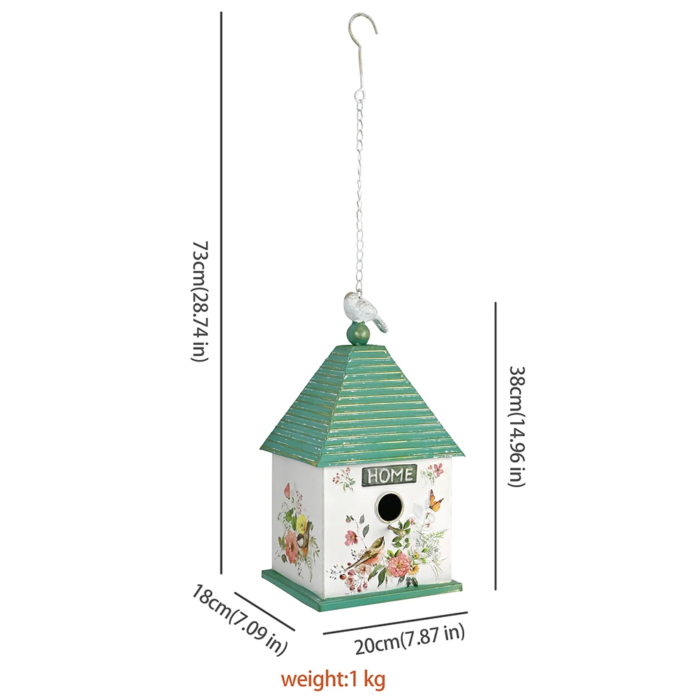 Outdoor Garden Decoration Suitable For Eaves And Walls Farmhouse Wall Mounted Small House Metal Material Bird House