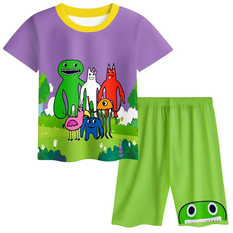 2024 New Children\'s Clothing Short-sleeved Cartoon Garten of Banban Animation Peripheral Children\'s Short-sleeved T-shirt Set