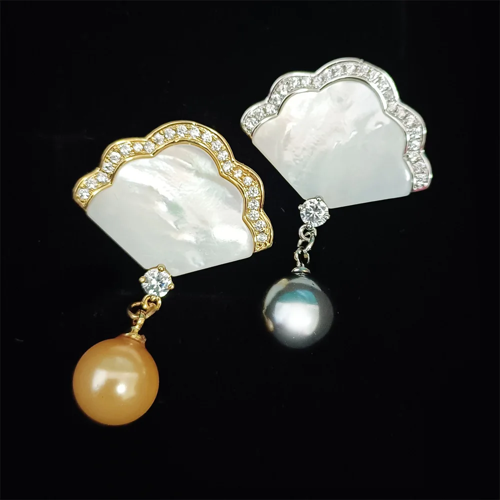 

Fashion Sea Shell Mother Cloud Brooch Light Luxury Micro Set Zircon High Grade Elegant Pearl Pendant Coat Collar Sting Pin