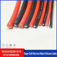 Red Black Silicone Wire 10awg 12awg 14 16 18 20 22 24 26 28awg Flexible Tinned Copper High Temperature Resistant Electric Wire