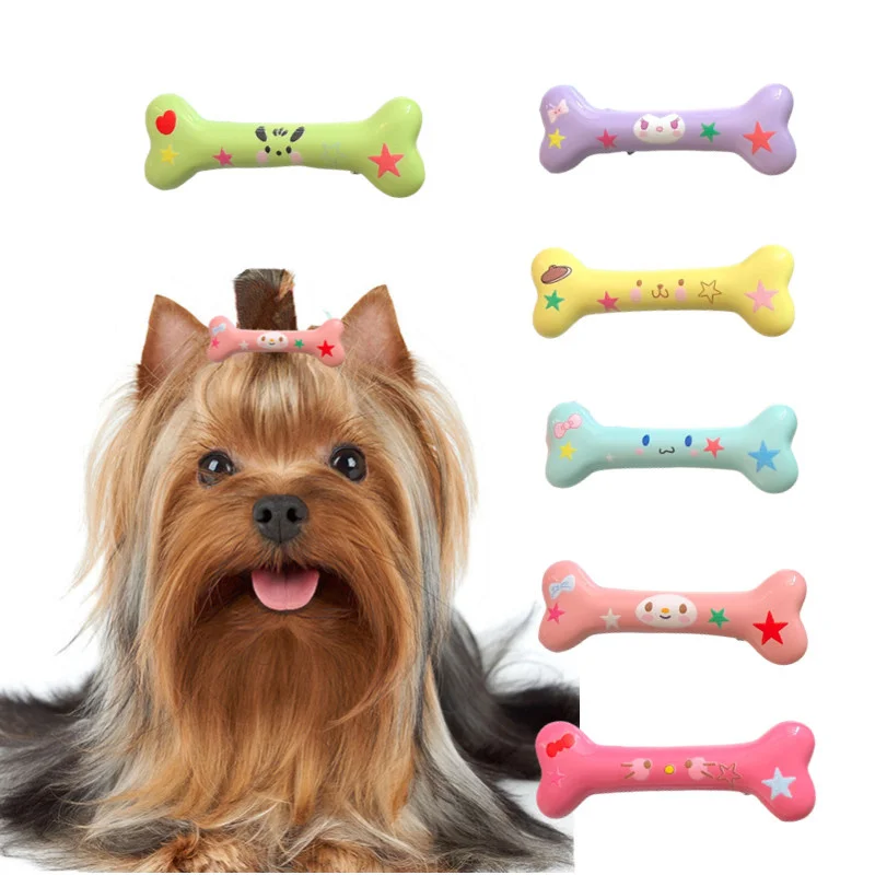 Cute Print Pet Dog Clips Cute Bone Design Dog Hairpin Puppy Cat Hair Grooming Supplies for Dogs Cats Pet Accessories