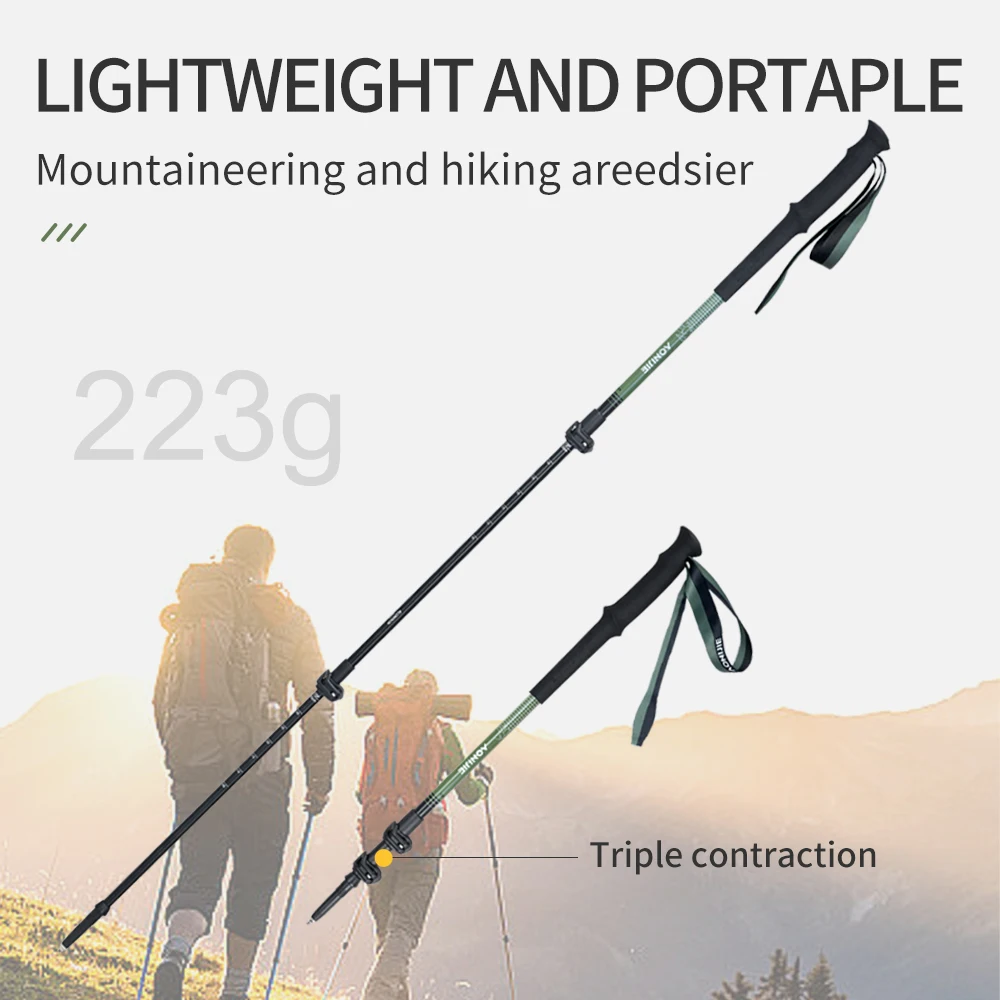 AONIJIE Folding Trekking Poles Aluminum Retractable Cross-country Running Sticks for Outdoor Trail and Hiking E4215