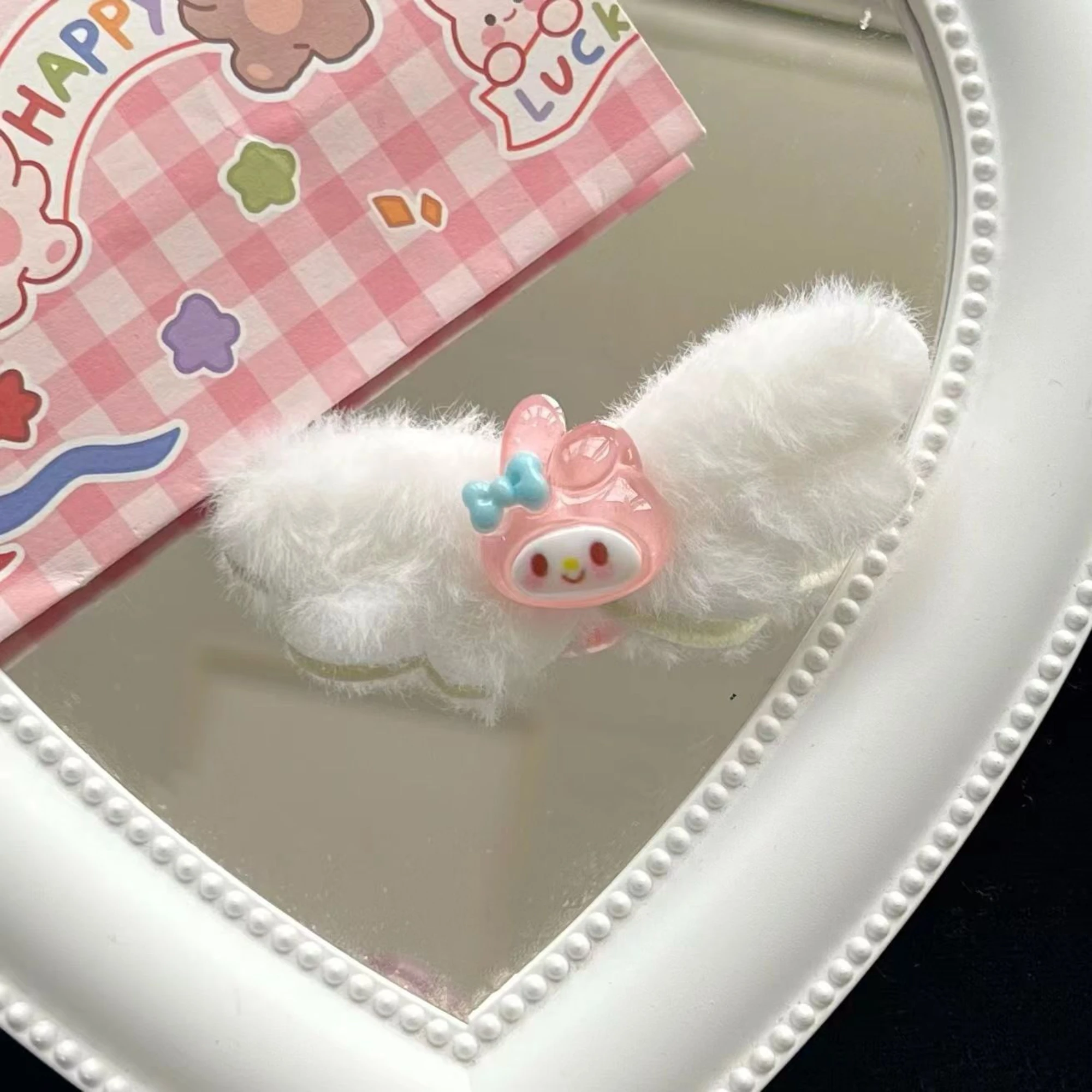 New Sanrio Cute and Exquisite Plush Hair Clip, Girl Heart Sweet Little Angel Hair Accessories, Student Bang Edge Clip