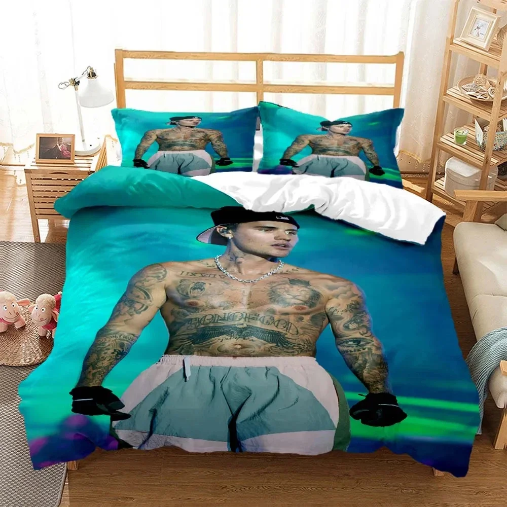 Singer Justin Bieber Fashion 3D printed bedding Queen bedding set Customized King size bedding set Soft and comfortable