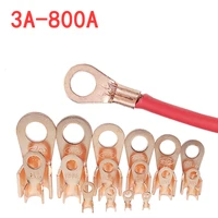 Terminal OT de cobre, conector de Cable no aislado, terminales de Cable eléctrico desnudo, Terminal de engarzado de anillo de batería, 10/50 Uds., 10-400A