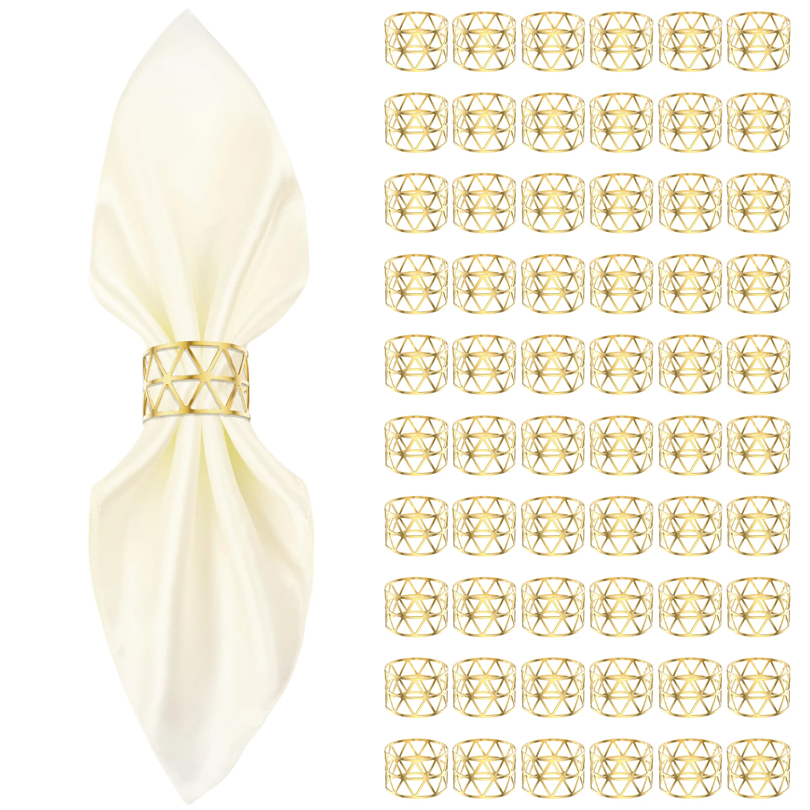 

60/24Pcs Gold Napkin Rings Bulk Metal Napkin Holders Hollow Serviette Buckle for Wedding Birthday Party Dinning Table Decoration