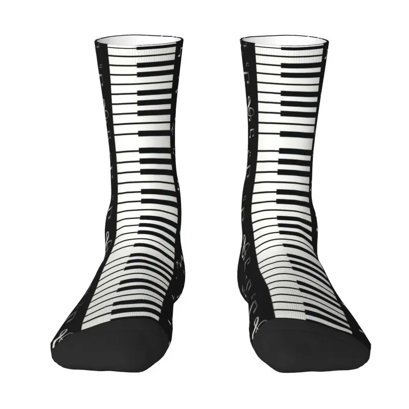 Novelty Printing Music Notes With Piano Socks for Men Women Stretch Summer Autumn Winter Musician Musical Lover Crew Socks