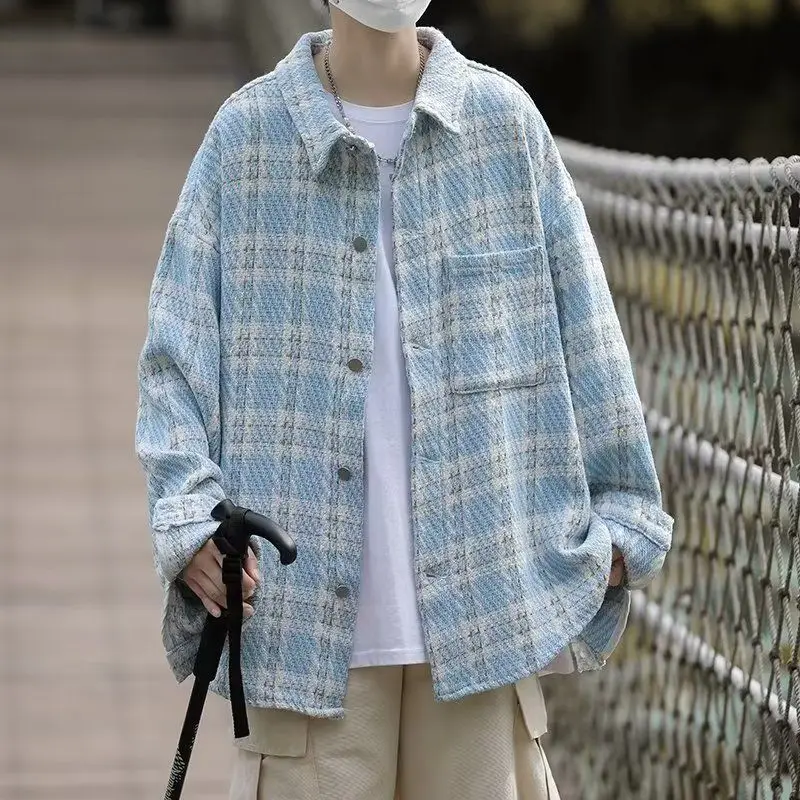 

Мужское клетчатое пальто в стиле ретро irt 2025, новое свободное гонконгское модное INS Jaet, элитное повседневное верхнее пальто, осень-зима Faion