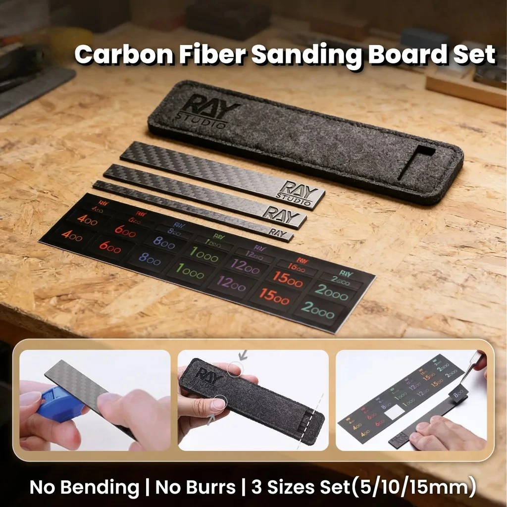 RAYSTUDIO Carbon Fiber Sanding Board 5/10/15mm Rectangle Grinding Tool Military Scale Model Assembly Hobby Polishing Supplies