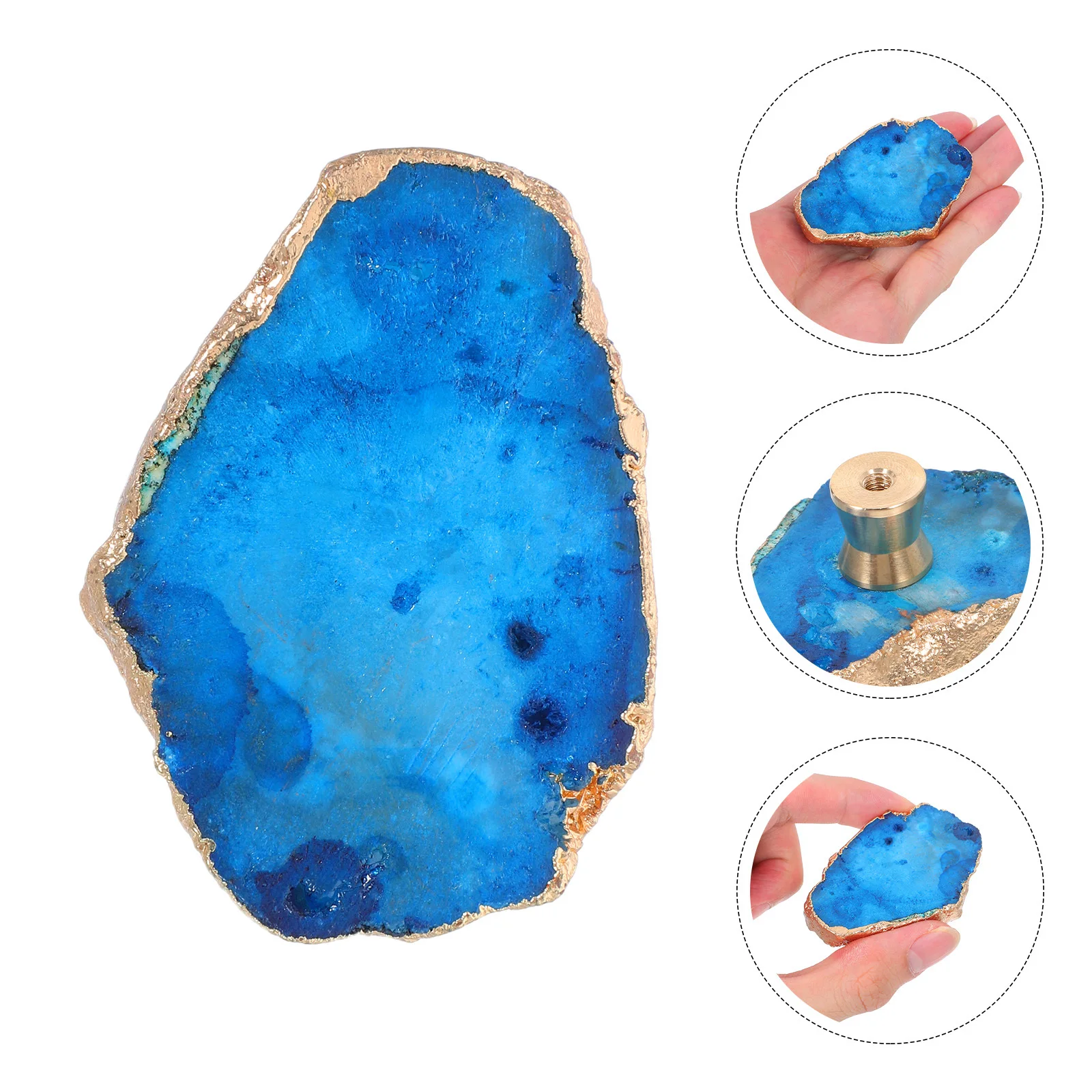 

1Set Crystal Drawer Handle Natural Slice Brass Cabinet Pulls Kitchen Dresser Wardrobe Easy Install Unique Furniture Hardware